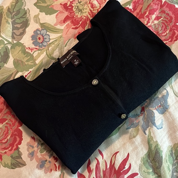 DANA BUCHMAN Size 3X Cardigan Ribbed Knitwear Stretch Logo Button Classic Career - Picture 16 of 16